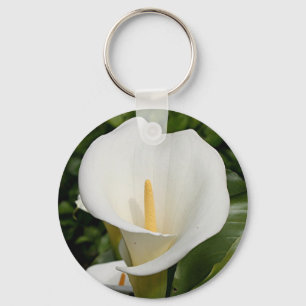 Witte Lily-bloem Sleutelhanger