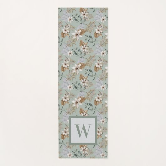  witte Lily Floral Yogamat (Voorkant)