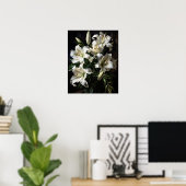 Witte Lily Flowers Art Print Poster (Thuiskantoor)