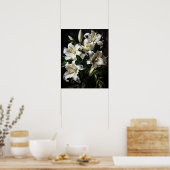 Witte Lily Flowers Art Print Poster (Keuken)