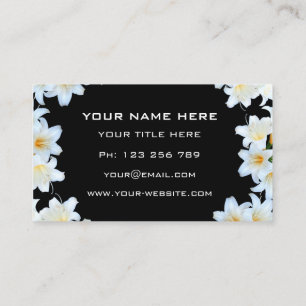 Witte Lily Flowers Wreater Lijst Black Professiona Visitekaartje