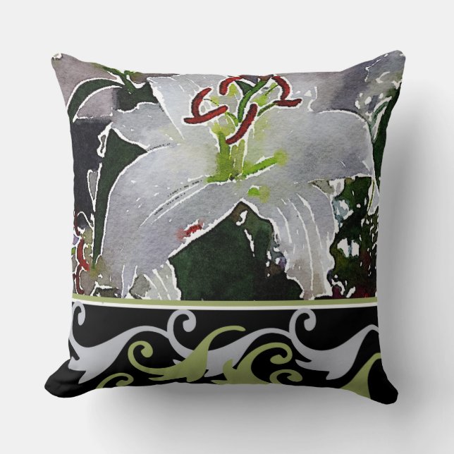 Witte Lily omkeerbare accentuskussen Kussen (Voorkant)