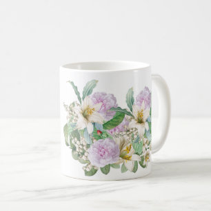 -witte Lily Pink Rose Bouquet Koffiemok