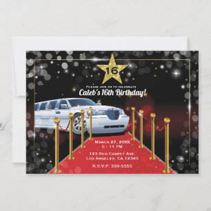 Witte limo rode loper Hollywood verjaardagsfeestje Kaart