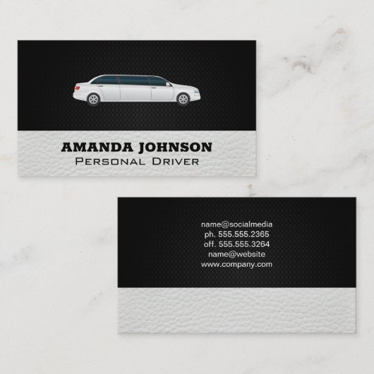 witte limousine | Rijdiensten Visitekaartje (Voorkant / Achterkant)
