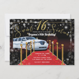 Witte Limousine Rode Loper Hollywood Sweet 16 Fees Kaart