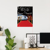 Witte limousine rode loper Hollywood Sweet 16-fees Poster (Thuiskantoor)