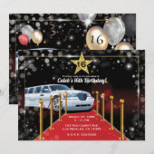 Witte limousine rode loper Hollywood verjaardagsfe Kaart (Voorkant / Achterkant)