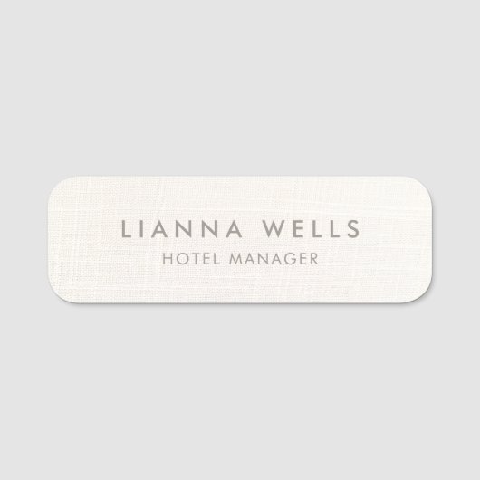 Witte linnen (afbeelding) medewerker naamplaatje (Voorkant)