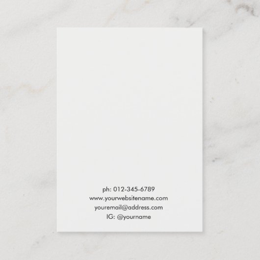 Witte Linnen Patroon Sieraden Oorbel Display Visitekaartje (Achterkant)