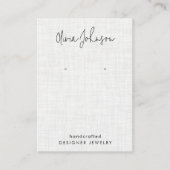 Witte Linnen Patroon Sieraden Oorbel Display Visitekaartje (Voorkant)