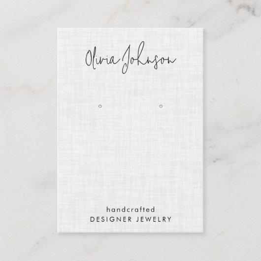 Witte Linnen Patroon Sieraden Oorbel Display Visitekaartje (Voorkant)