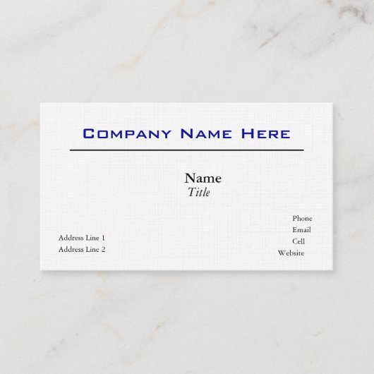 Witte linnen Visitekaartjes (Voorkant)