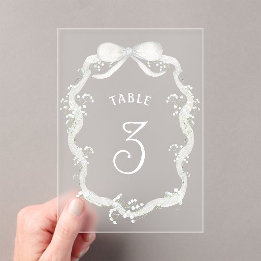 Witte lint baby's adem acryl tafelnummer (Insitu (Draagbaar))