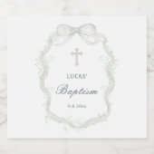 Witte lint baby's adem doop likeurfles etiket (Enkel label)