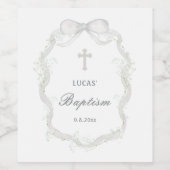 Witte lint baby's adem doop wijn etiket (Enkel label)
