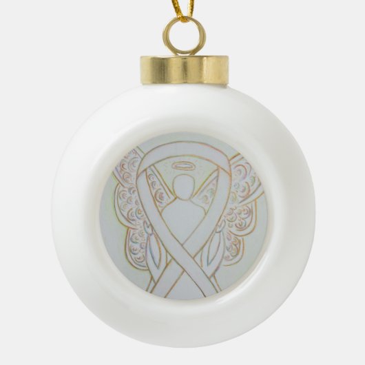 Witte lint Bewustzijns lint Engel Bewaker Ornament (Voorkant)