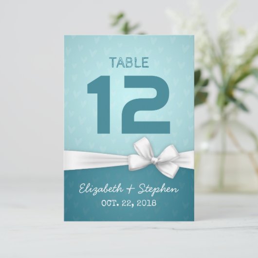 Witte Lint Bruiloft Zitplaats Tafelnummer (Staand voorkant)