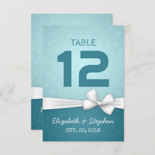 Witte Lint Bruiloft Zitplaats Tafelnummer (Voorkant / Achterkant)