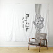 Witte Lint Oneindig Hart Trouw Achtergrond Wandkleed (In Situ (horizontaal))