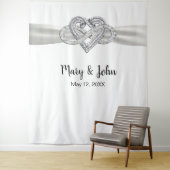 Witte lint oneindige hart trouw achtergrond wandkleed (In situ)