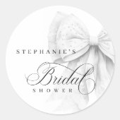 Witte lint parels bruidsfeest ronde sticker (Voorkant)