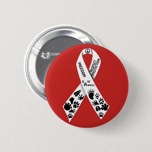 Witte lint ronde button 5,7 cm (Voorkant /achterkant)