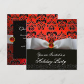 WITTE LINT ROOD ZWART DAMAST FEESTPARTY KAART (Voorkant / Achterkant)