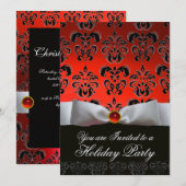 WITTE LINT ROOD ZWART DAMAST KERSTPARTY Robijn Kaart (Voorkant / Achterkant)