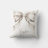 Witte lint strik vintage babykamer kussen (Voorkant)