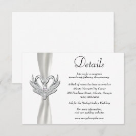 Witte Lint Zilveren Zwanen Bruiloft Details Informatiekaartje