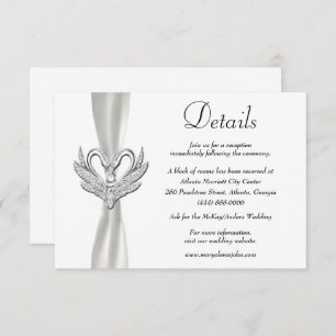 Witte Lint Zilveren Zwanen Bruiloft Details Informatiekaartje
