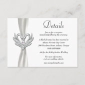 Witte Lint Zilveren Zwanen Bruiloft Details Informatiekaartje (Voorkant)