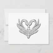 Witte lint zilveren zwanen save the date kaart (Achterkant)