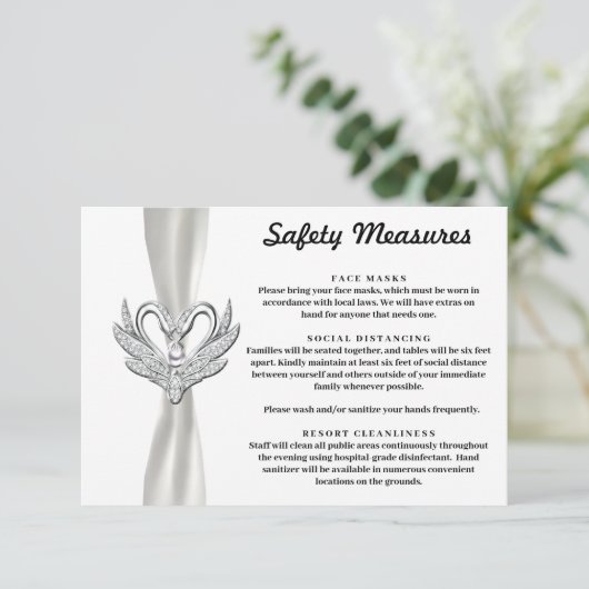 Witte Lint Zilveren Zwanen Veiligheidsmaatregelen Informatiekaartje (Staand voorkant)