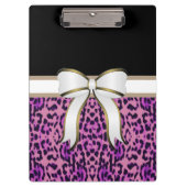 Witte lintboog met Paarse luipaardprint Klembord (Voorkant)