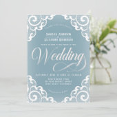 Witte linten bruiloft kaart (Staand voorkant)