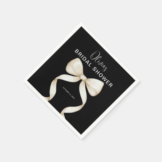 Witte linten strik bruidsdouche servet (Hoek)