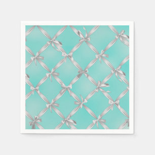 Witte linten turquoise Robins ei-blauw bruiloftsfe Servet