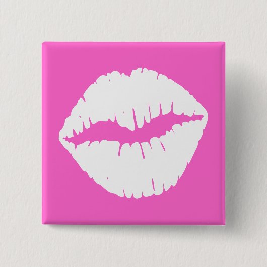 Witte Lippen Knop Vierkante Button 5,1 Cm (Voorkant)