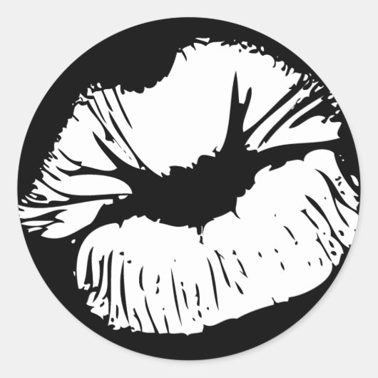 Witte lippen ronde sticker (Voorkant)