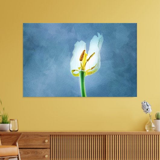 Witte lippenbloem canvas afdruk (Insitu (Woonkamer))