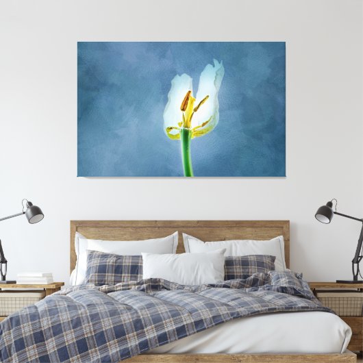 Witte lippenbloem canvas afdruk (Insitu (Slaapkamer))
