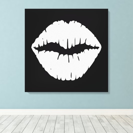 Witte lipstick canvas afdruk (Insitu (Houten vloer))