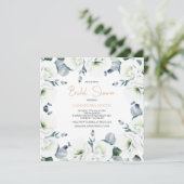 Witte Lisianthus Succulent Floral Vrijgezellenfees Kaart (Staand voorkant)