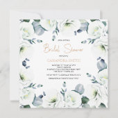 Witte Lisianthus Succulent Floral Vrijgezellenfees Kaart (Voorkant)