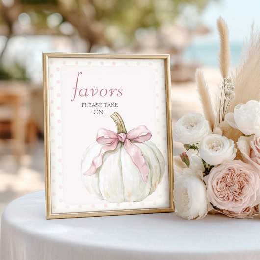 Witte Little Pumpkin Polka Dots Baby shower Favors Poster