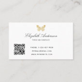 Witte logo elegant QR-code Visitekaartje (Achterkant)