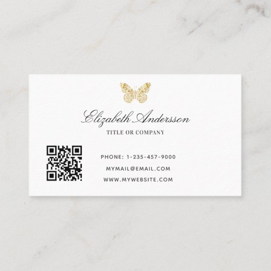 Witte logo elegant QR-code Visitekaartje (Achterkant)