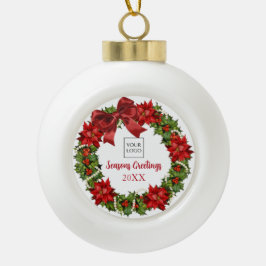 Witte Logo Krans Bedrijf Vakantie Ornament